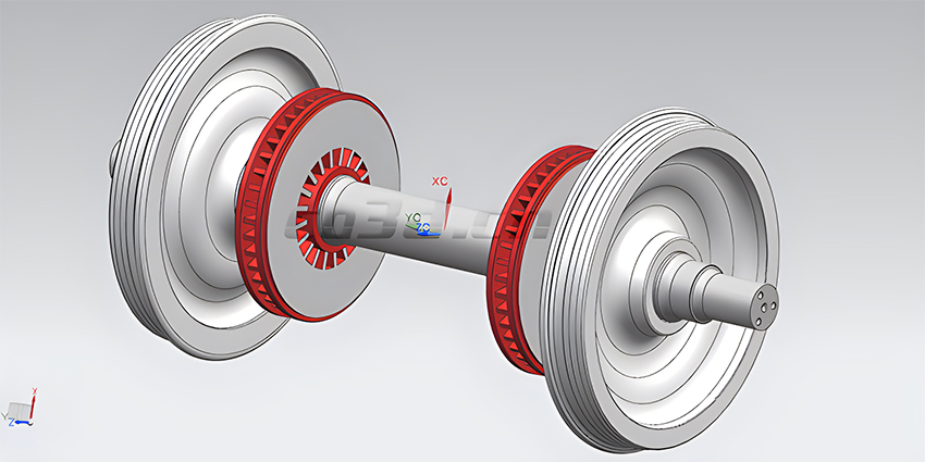 華朗三維掃描儀-動車車輪對原始數(shù)模圖